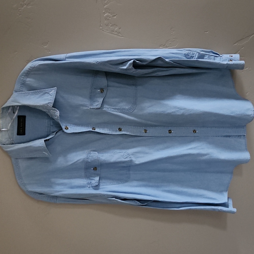 Neil Martin Blue XL Men's Button Down Shirt Measures 50" x 30" Long No Size Tag